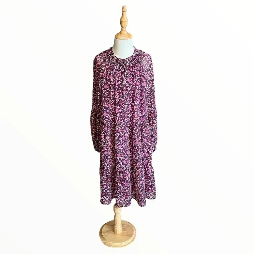 Zara Kids Purple Floral Rhinestone Dress Sizes 6 8 9 NWT Long Sleeve Girls Dress